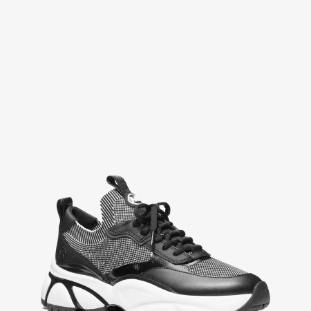 Michael Kors Darius Two-Tone Stretch Knit Trainer - Preorder — Black White