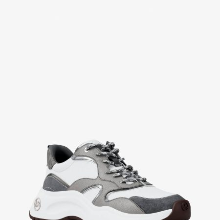 Michael Kors Levie Mixed-Media Trainer - Preorder — Heather Grey