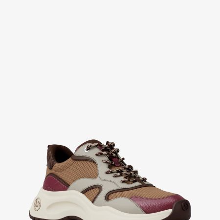 Michael Kors Levie Mixed-Media Trainer - Preorder — Maroon