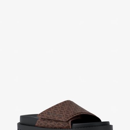 Michael Kors Luka Signature Logo Slide Sandal - Preorder — Brown