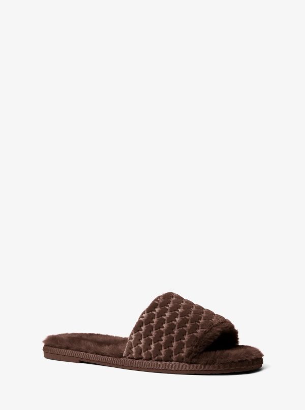 Michael Kors Alexis Logo Debossed Velvet Slide Sandal - Preorder