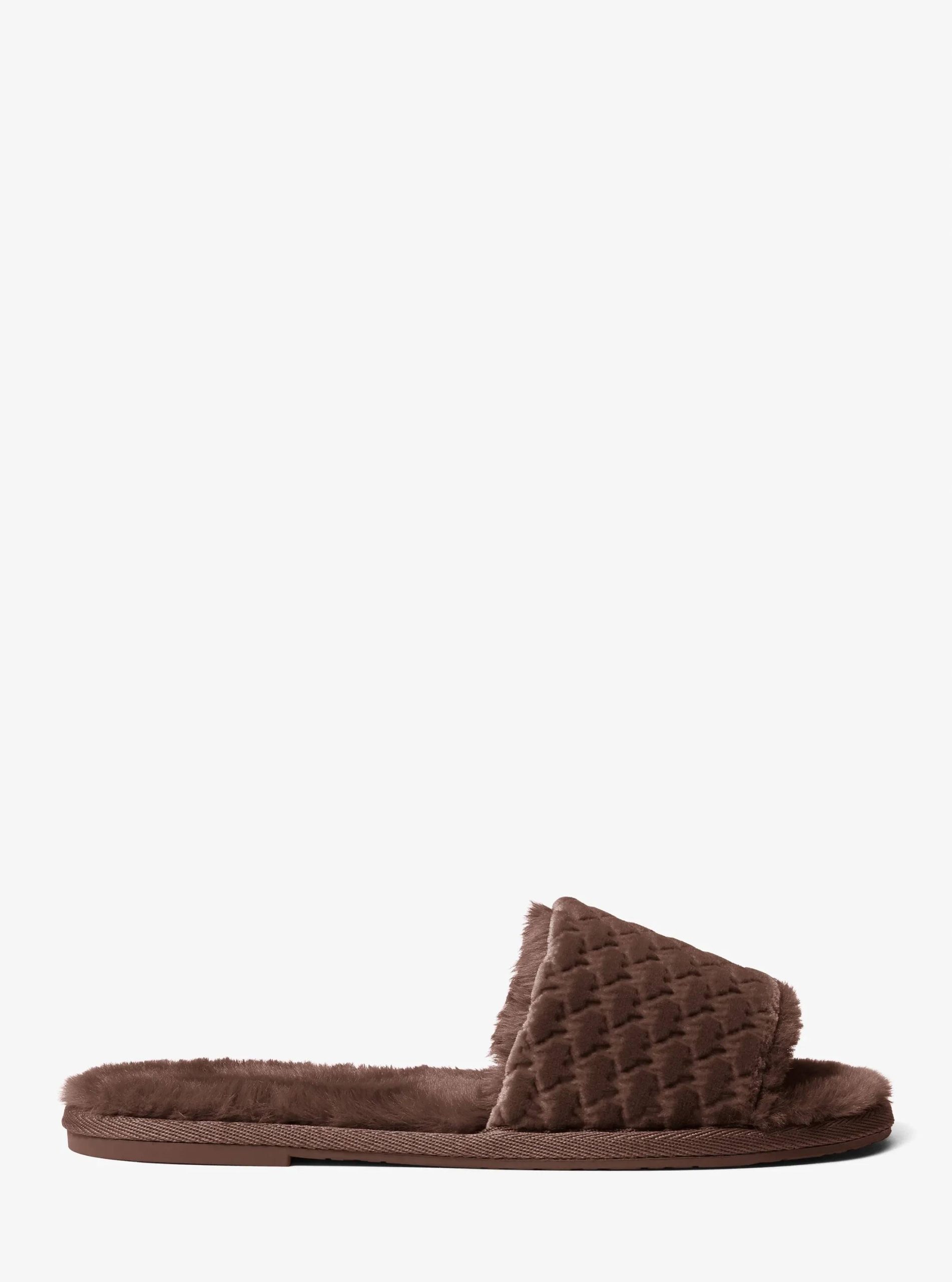 Michael Kors Alexis Logo Debossed Velvet Slide Sandal - Preorder