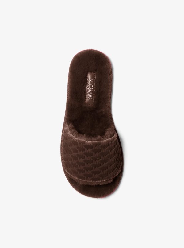 Michael Kors Alexis Logo Debossed Velvet Slide Sandal - Preorder