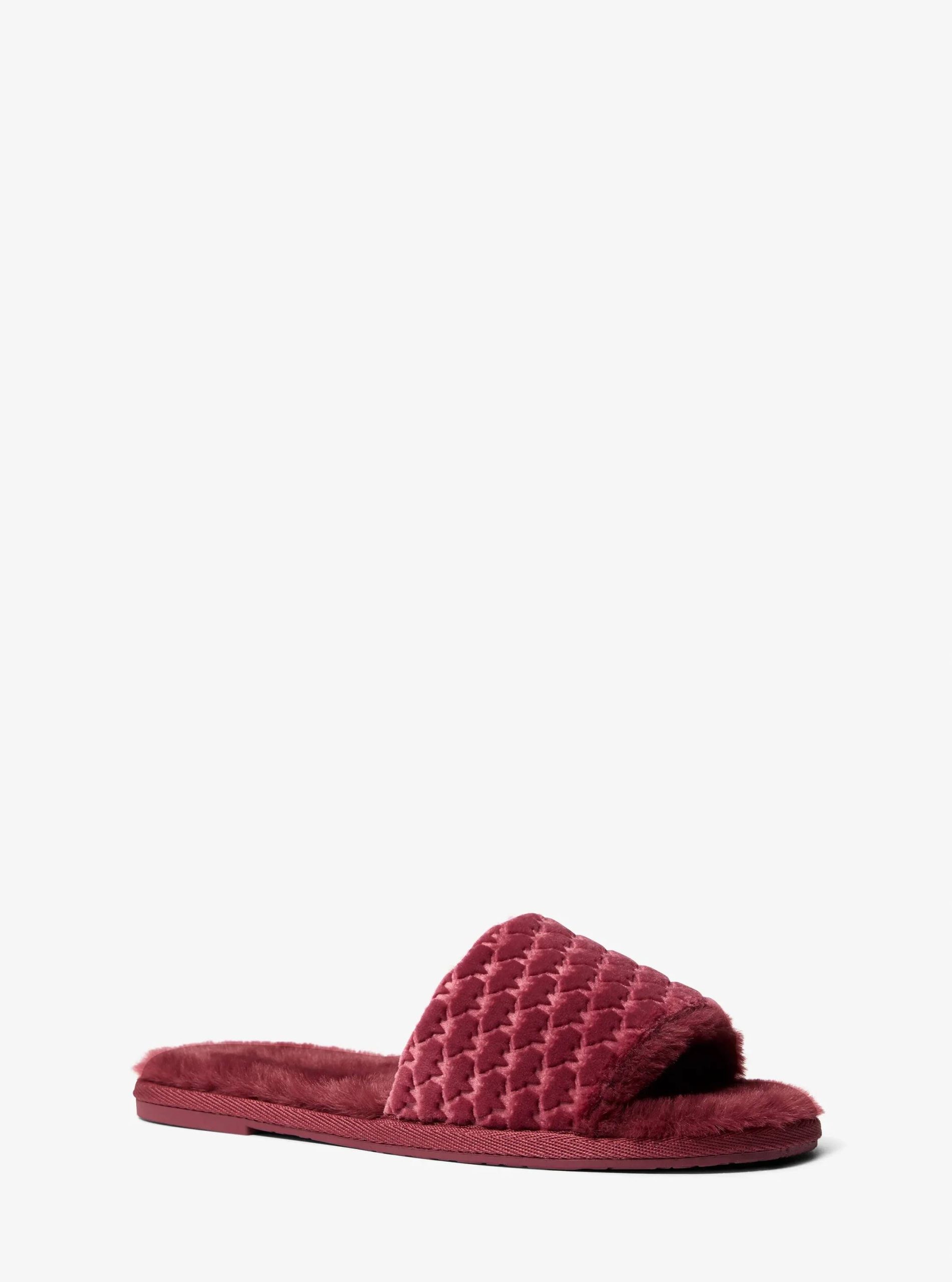 Michael Kors Alexis Logo Debossed Velvet Slide Sandal - Preorder
