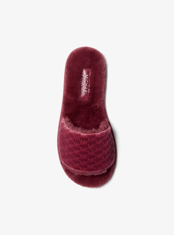 Michael Kors Alexis Logo Debossed Velvet Slide Sandal - Preorder