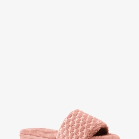 Michael Kors Alexis Logo Debossed Velvet Slide Sandal - Preorder — Powder Blush