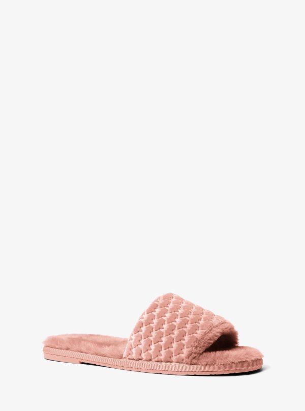 Michael Kors Alexis Logo Debossed Velvet Slide Sandal - Preorder