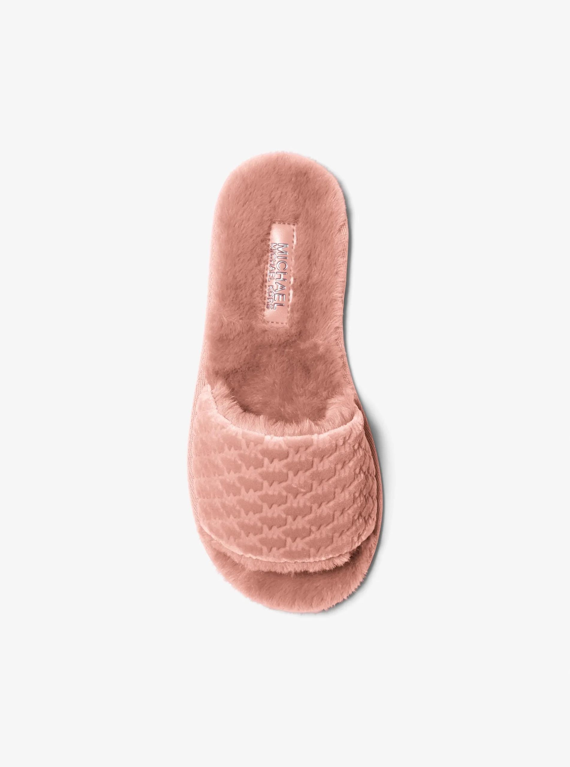 Michael Kors Alexis Logo Debossed Velvet Slide Sandal - Preorder