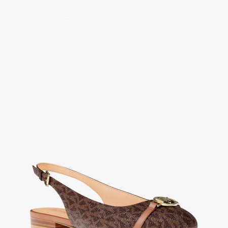 Michael Kors Dori Signature Logo Slingback Flat - Preorder — Brown Multi