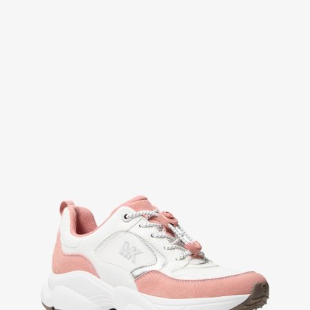 Michael Kors Jett Mixed-Media Trainer - Preorder — Sunset Rose Multi