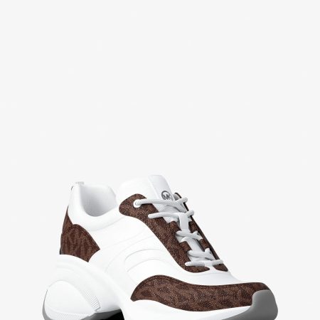 Michael Kors Kaia Signature Logo Trainer - Preorder — Op Wht Brown