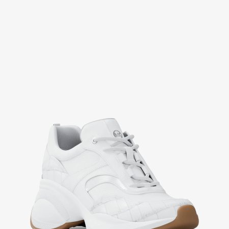 Michael Kors Kaia Mixed-Media Trainer - Preorder — Optic White