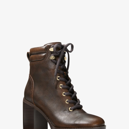 Michael Kors Lacy Burnished Block Heel Boot - Preorder — Chocolate