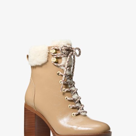 Michael Kors Lacy Faux Shearling Block Heel Boot - Preorder — Camel