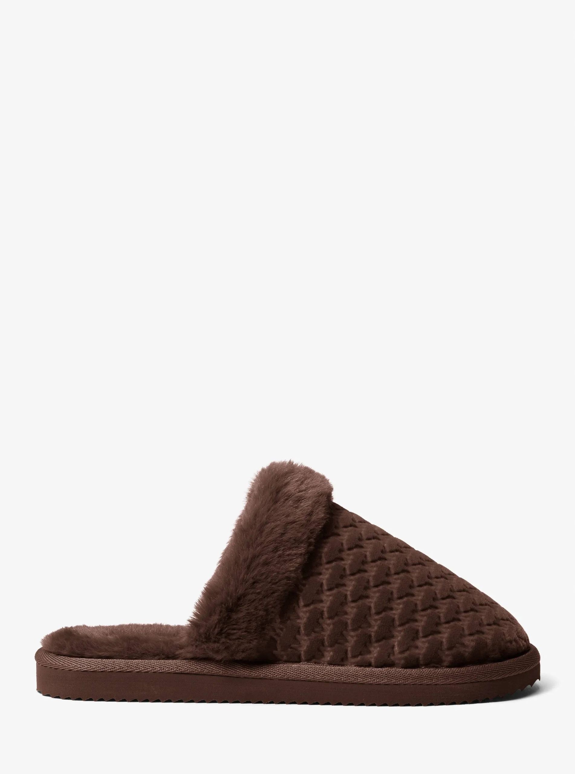 Michael Kors Liddy Logo Debossed Velvet and Faux Fur Slipper - Preorder