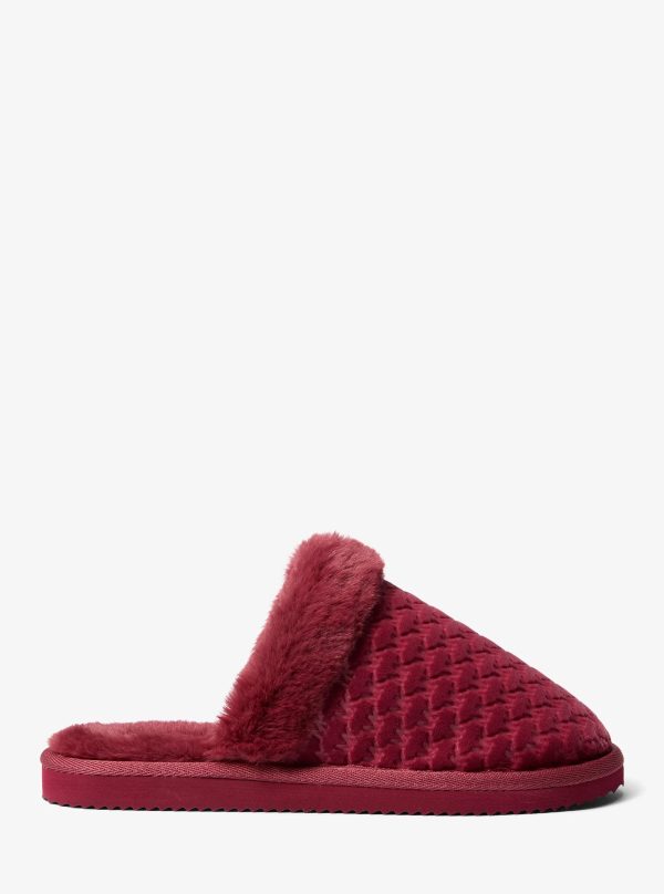 Michael Kors Liddy Logo Debossed Velvet and Faux Fur Slipper - Preorder