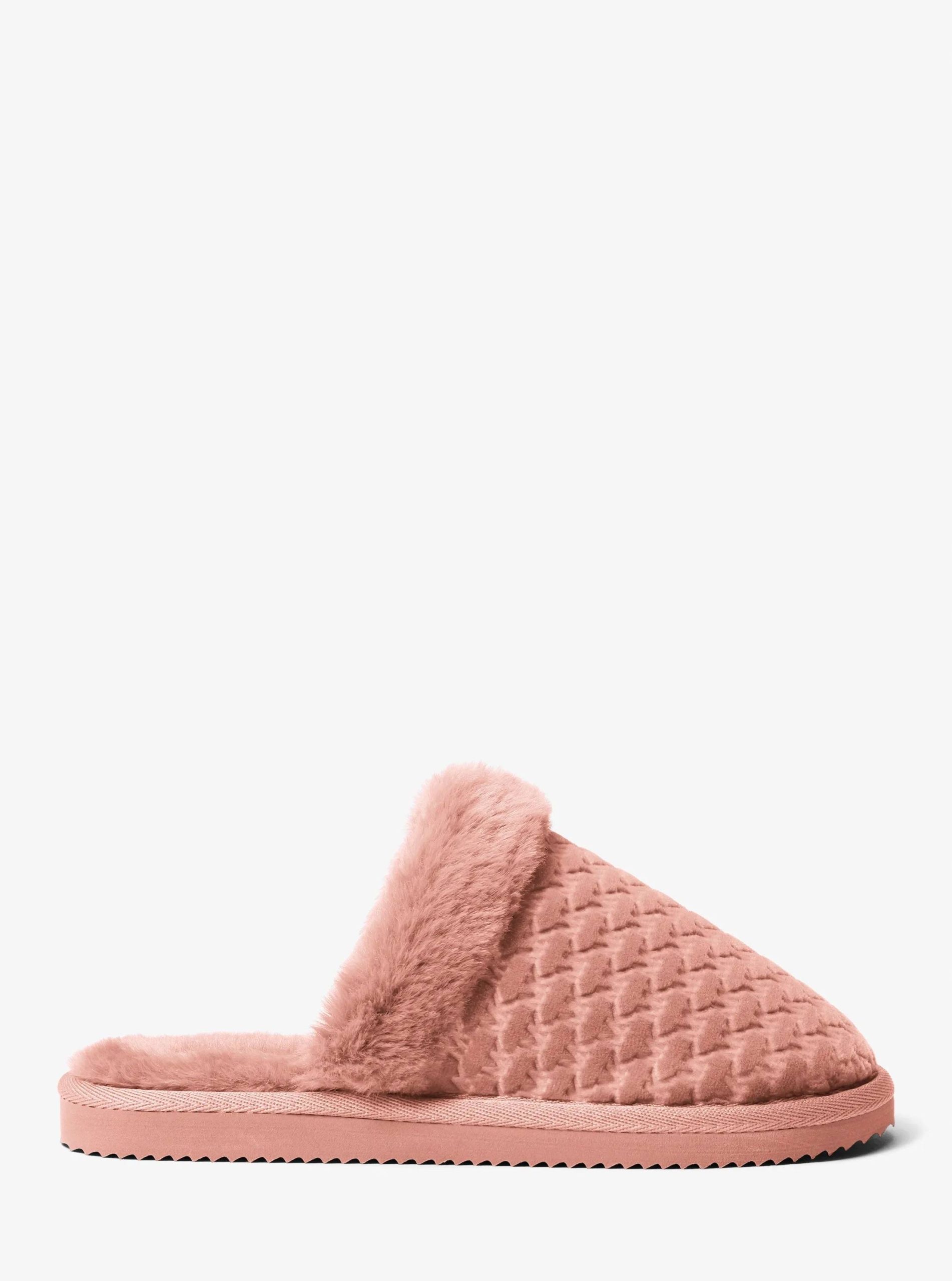 Michael Kors Liddy Logo Debossed Velvet and Faux Fur Slipper - Preorder