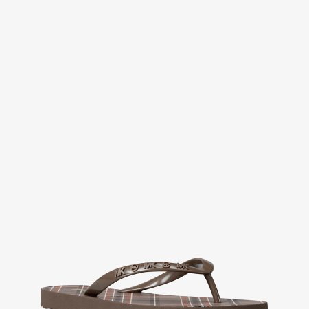 Michael Kors Plaid Print Flip Flop - Preorder — Mushroom