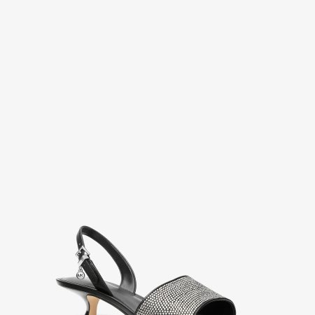 Michael Kors Merrie Embellished Kitten Heel Sandal - Preorder — Black