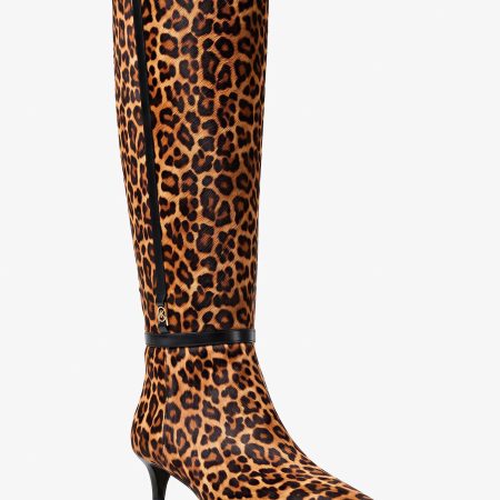 Michael Kors Nalia Leopard Print Calf Hair Kitten Heel Boot - Preorder — Dk Camel Mlt
