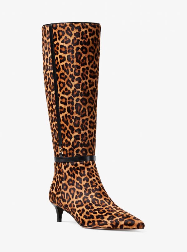 Michael Kors Nalia Leopard Print Calf Hair Kitten Heel Boot - Preorder