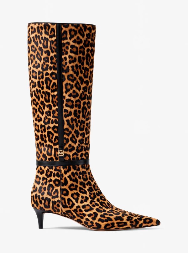 Michael Kors Nalia Leopard Print Calf Hair Kitten Heel Boot - Preorder
