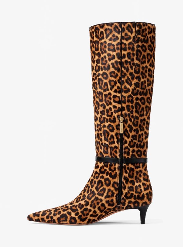 Michael Kors Nalia Leopard Print Calf Hair Kitten Heel Boot - Preorder