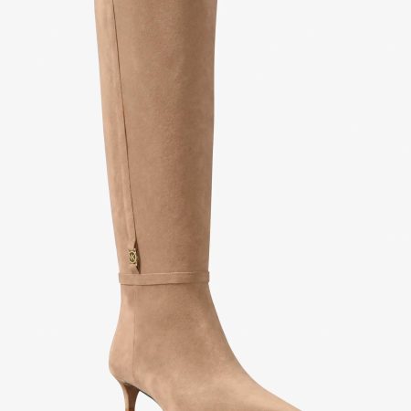 Michael Kors Nalia Microsuede Kitten Heel Boot - Preorder — Camel