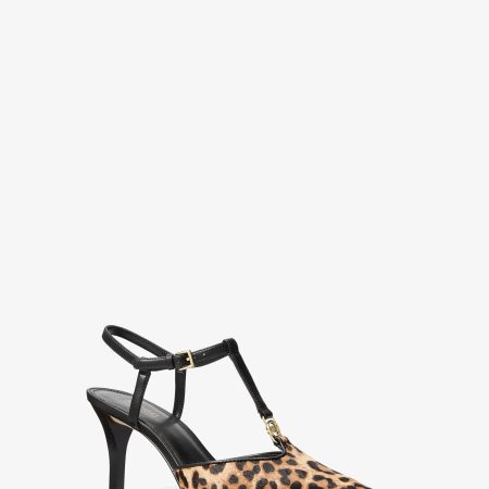 Michael Kors Nalia Leopard Print Calf Hair T-Strap Pump - Preorder — Dk Camel Mlt