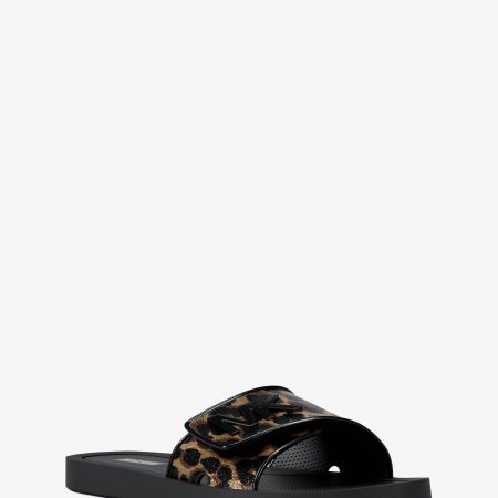 Michael Kors Palmer Cheetah Print Slide Sandal - Preorder — Dk Camel Mlt