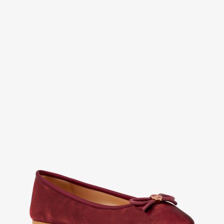 Michael Kors Savannah Logo Debossed Velvet Ballet Flat - Preorder — Maroon