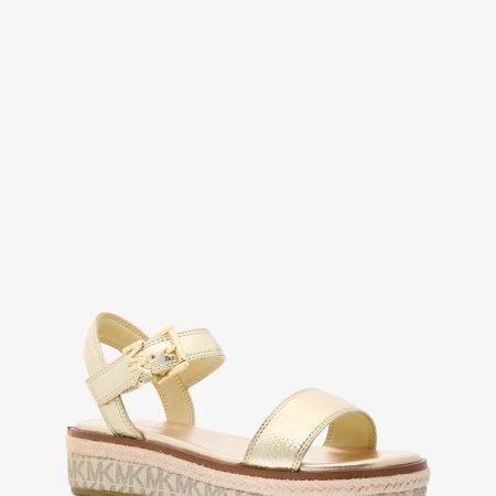 Michael Kors Richie Metallic Platform Espadrille Sandal - Preorder — Pale Gold