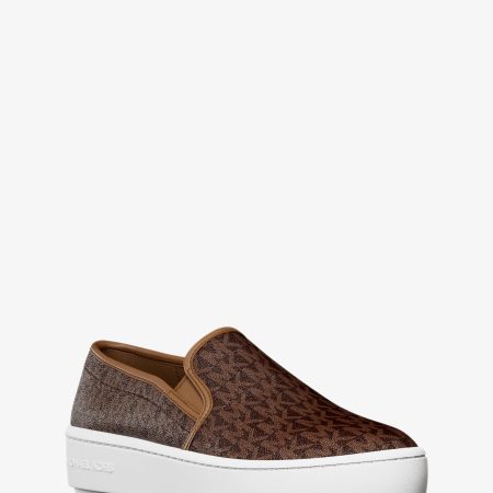 Michael Kors Teddi Signature Logo Slip-On Sneaker - Preorder — Brown Luggage