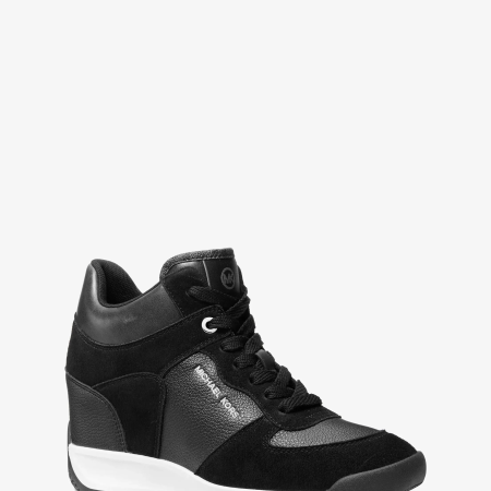 Michael Kors Caden Mixed-Media Wedge Trainer - Preorder — Black