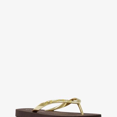 Michael Kors Signature Logo Flip Flops - Preorder — Brown