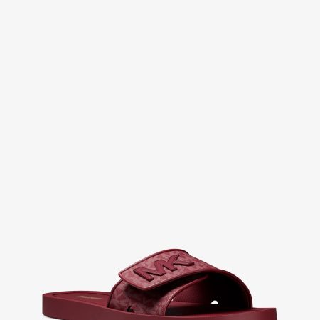Michael Kors Palmer Signature Logo Slide Sandal - Preorder — Maroon