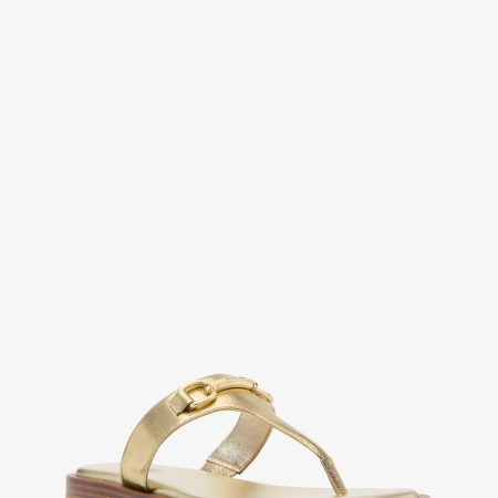 Michael Kors Carson Crackled Metallic Leather Sandal - Preorder — Pale Gold