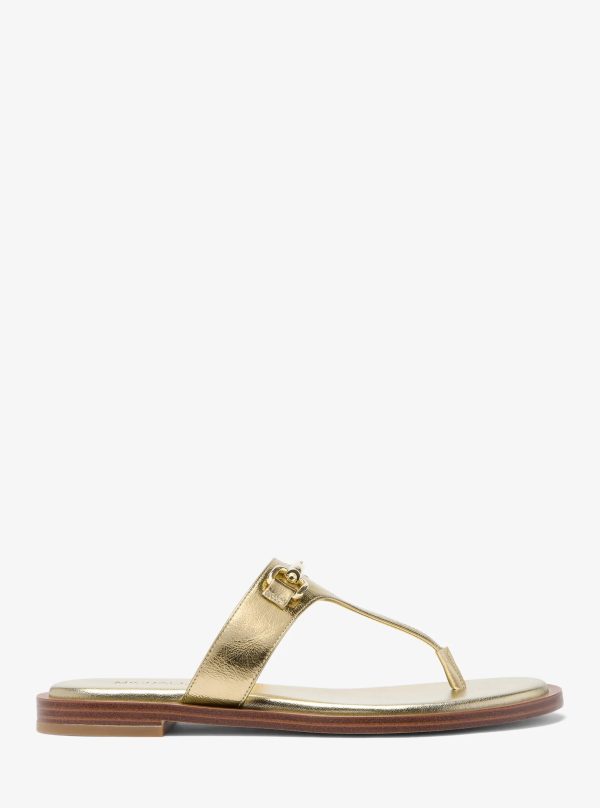 Michael Kors Carson Crackled Metallic Leather Sandal - Preorder