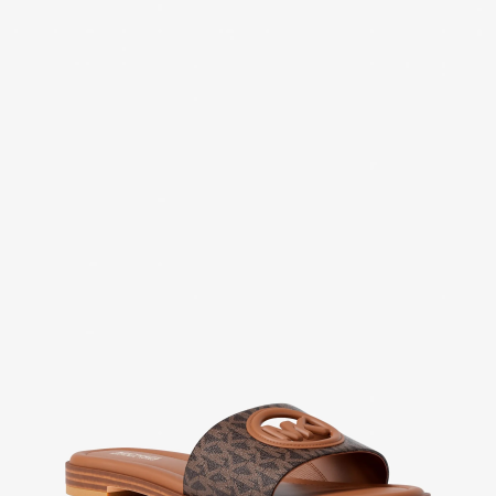 Michael Kors Carissa Signature Logo Slide Sandal - Preorder — Brown Multi