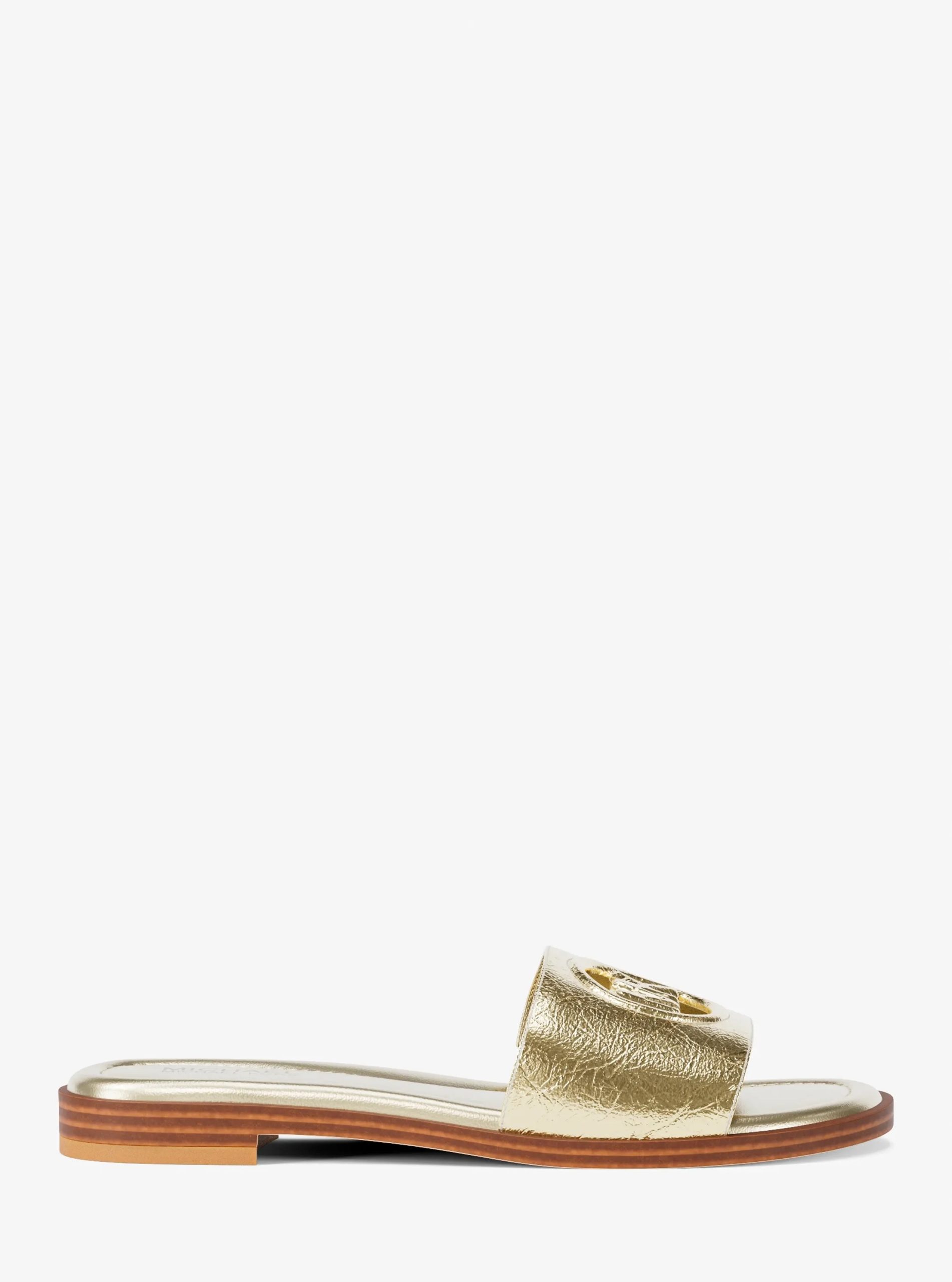 Michael Kors Carissa Crackled Metallic Slide Sandal - Preorder