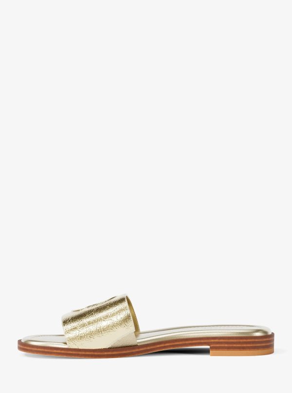 Michael Kors Carissa Crackled Metallic Slide Sandal - Preorder