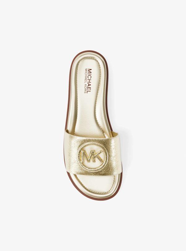 Michael Kors Carissa Crackled Metallic Slide Sandal - Preorder
