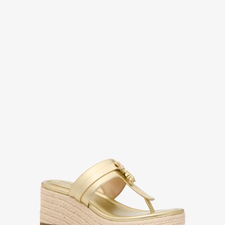Michael Kors Zoe Metallic Wedge Sandal - Preorder — Pale Gold