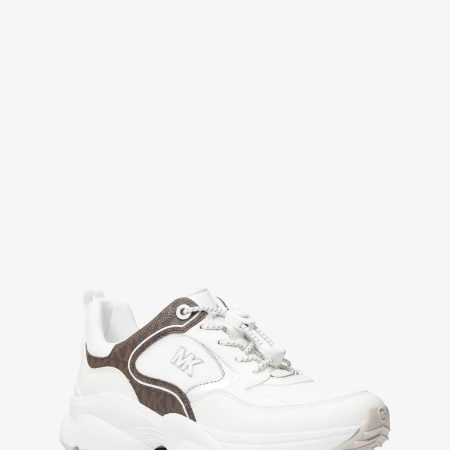 Michael Kors Jett Mixed-Media Trainer - Preorder — Op Wht Brown