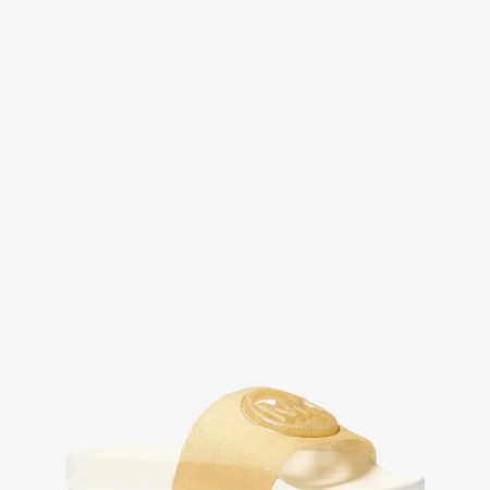 Michael Kors Penny Glitter Embellished PVC Slide Sandal - Preorder — Pale Gold
