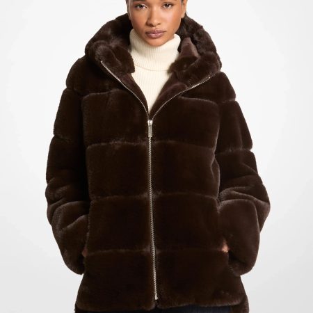 Michael Kors Faux Fur Hooded Coat - Preorder — Chocolate
