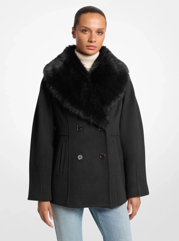Michael Kors Faux Fur Collar Wool Blend Peacoat - Preorder