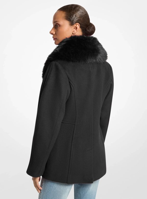 Michael Kors Faux Fur Collar Wool Blend Peacoat - Preorder