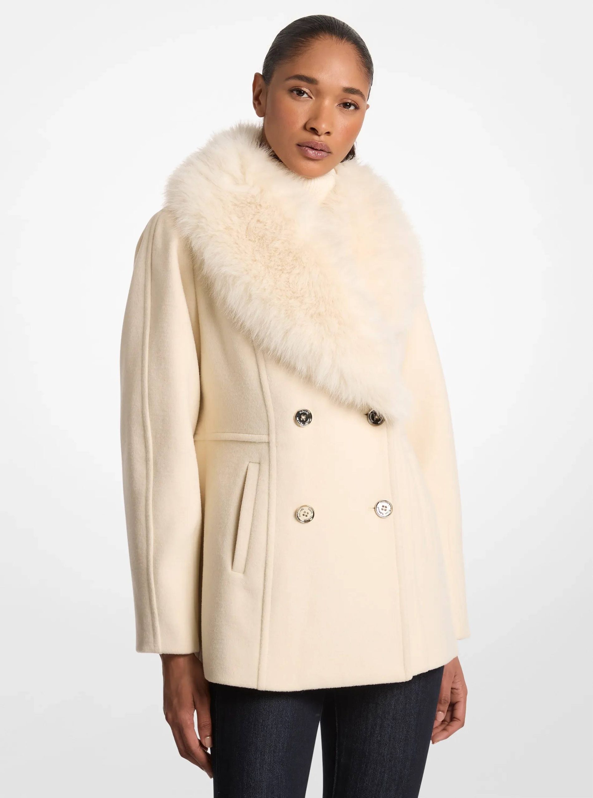 Michael Kors Faux Fur Collar Wool Blend Peacoat - Preorder