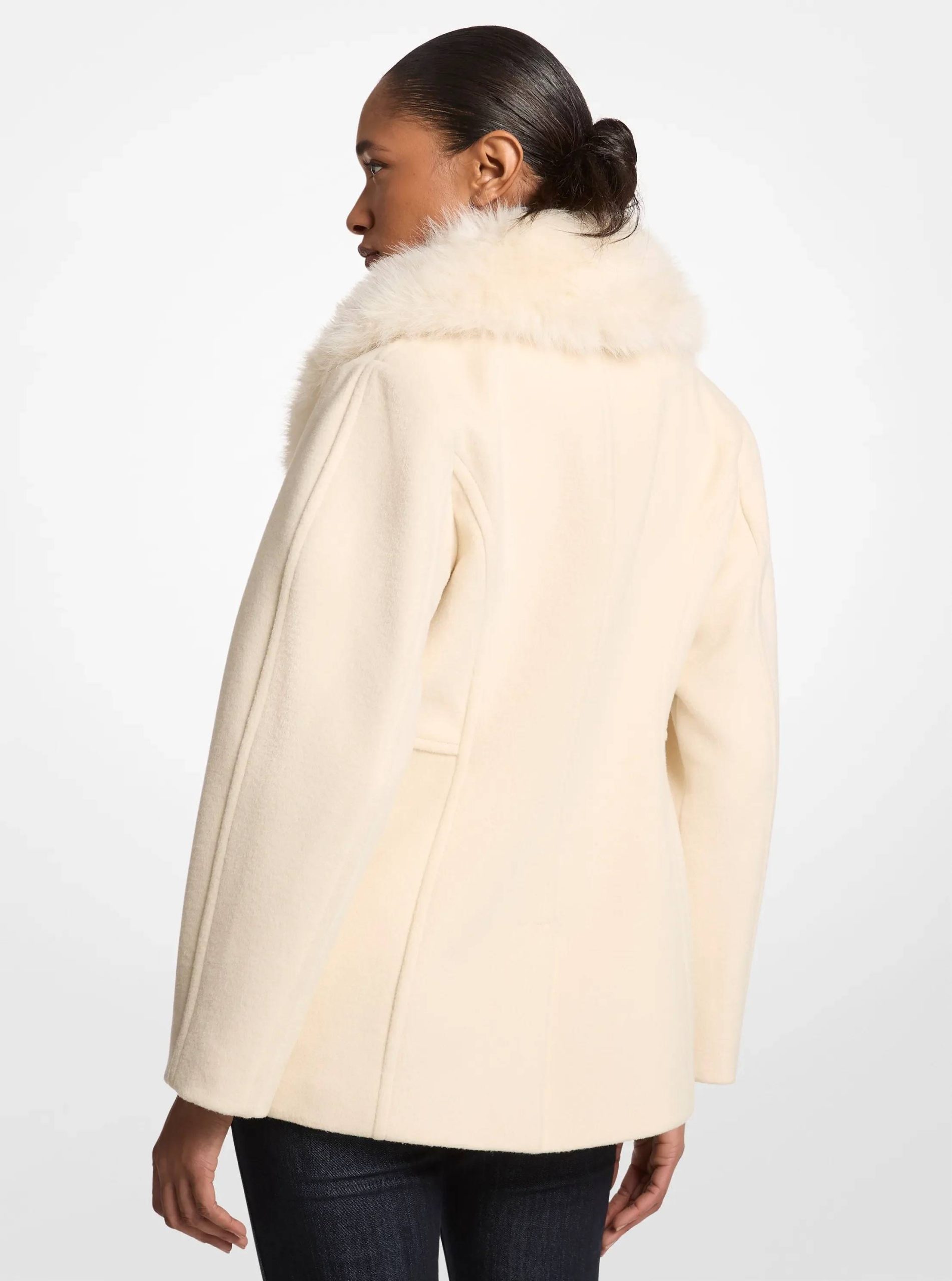 Michael Kors Faux Fur Collar Wool Blend Peacoat - Preorder